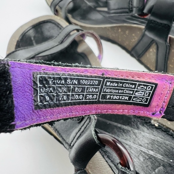 Teva Women’s Cabrillo Crossover Wedge Black Leather Sandals Size 9 - Picture 8 of 12